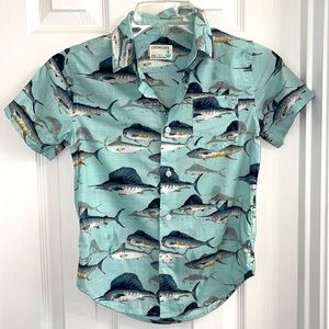Crewcuts button down shirt with fish detail Marlins Boy size 6-7